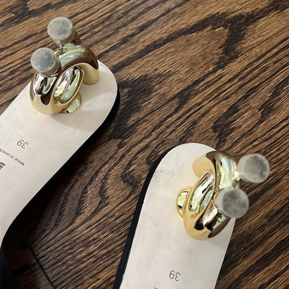 Cult Gaia Cora Black Gold Heel Slide Sandal Worn 1x - Picture 4 of 8